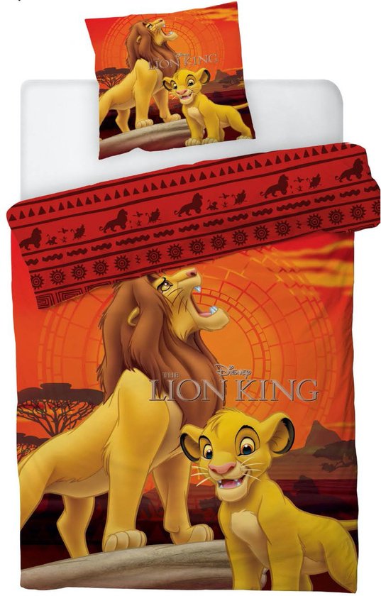 Kabelbaan thee springen Disney The Lion King Dekbedovertrek - Eenpersoons - 140 x 200 cm - Oranje -  Dekbeddengoed - Beddengoed kopen