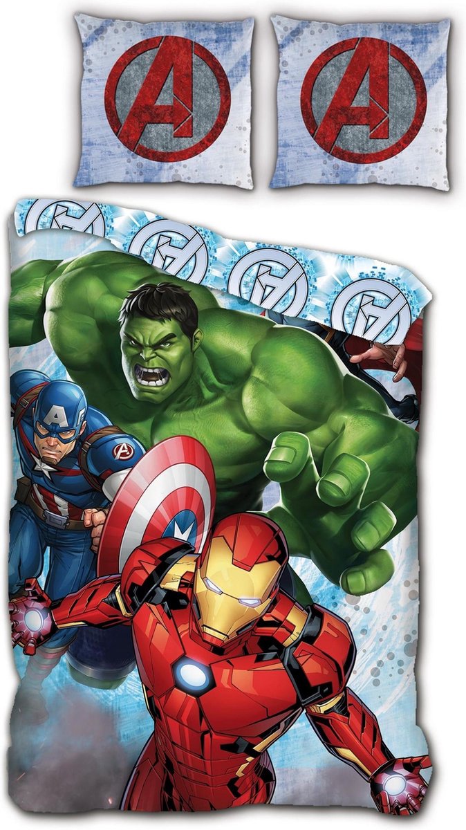 Golven Dempsey Kroniek Marvel Avengers Dekbedovertrek Team - 140 x 200 cm - Flanel - Dekbeddengoed  - Beddengoed kopen
