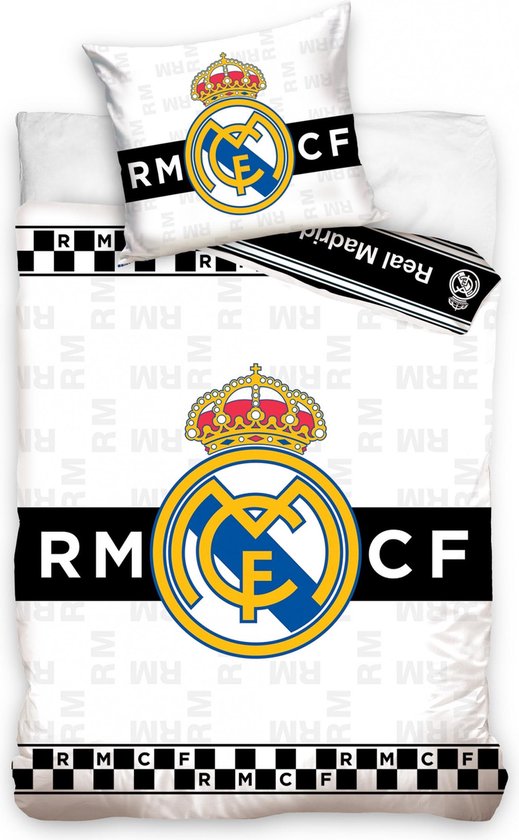 Real Madrid Dekbedovertrek 140 X 200 Cm Wit/zwart