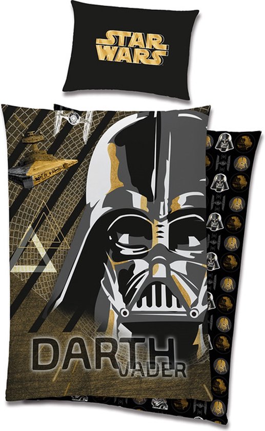 Star Wars Dekbedovertrek - Darth Vader - 140 x 200 cm Zwart/geel