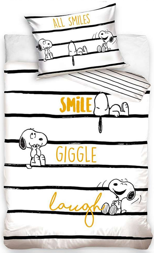 Snoopy dekbedovertrek Giggle 140 x 200 cm - 70 x 80 cm - Katoen