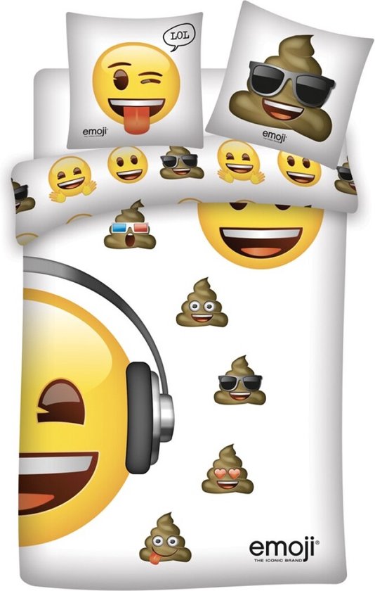 Emoji Dekbedovertrek Smiley 140 x 200 cm flanel