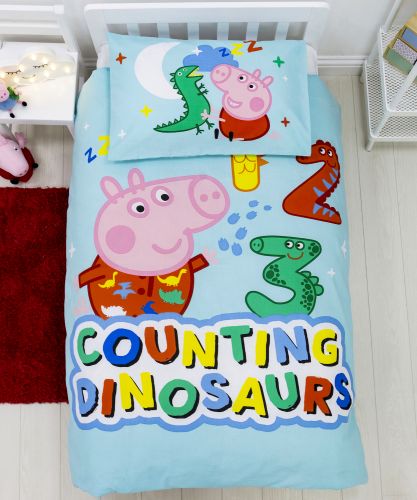 Peppa Pig peuterdekbedovertrek Counting dinosaurs 120 x 150 cm