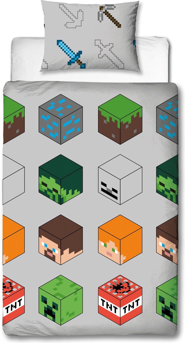 Minecraft Dekbedovertrek blocks 140 x 200 cm