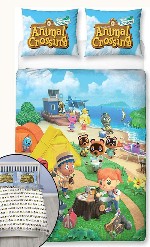Animal Crossing Beach dekbedovertrek tweepersoons 200 x 200 cm