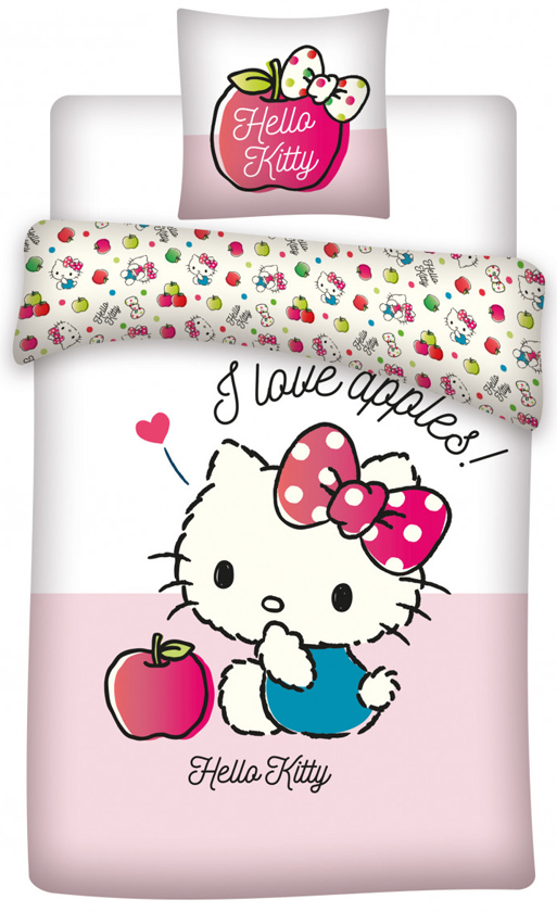 Hello Kitty dekbedovertrek I Love Apples 100 x 140 cm Katoen
