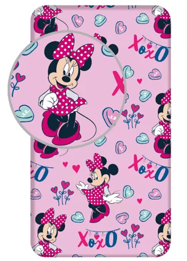 Disney Minnie Mouse hoeslaken xoxo 90 x 200 cm Roze