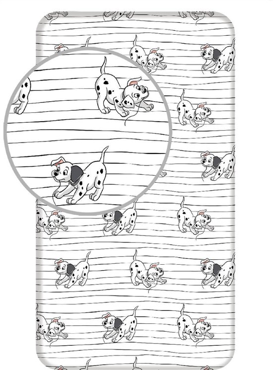 Disney 101 Dalmatiërs Hoeslaken Patch - Eenpersoons - 90 x 200 cm - Katoen