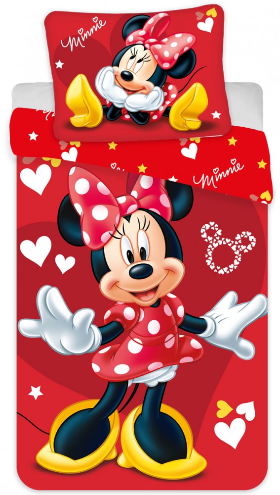 Disney Minnie Mouse Dekbedovertrek hearts- 100 x 135 cm - Katoen - rood