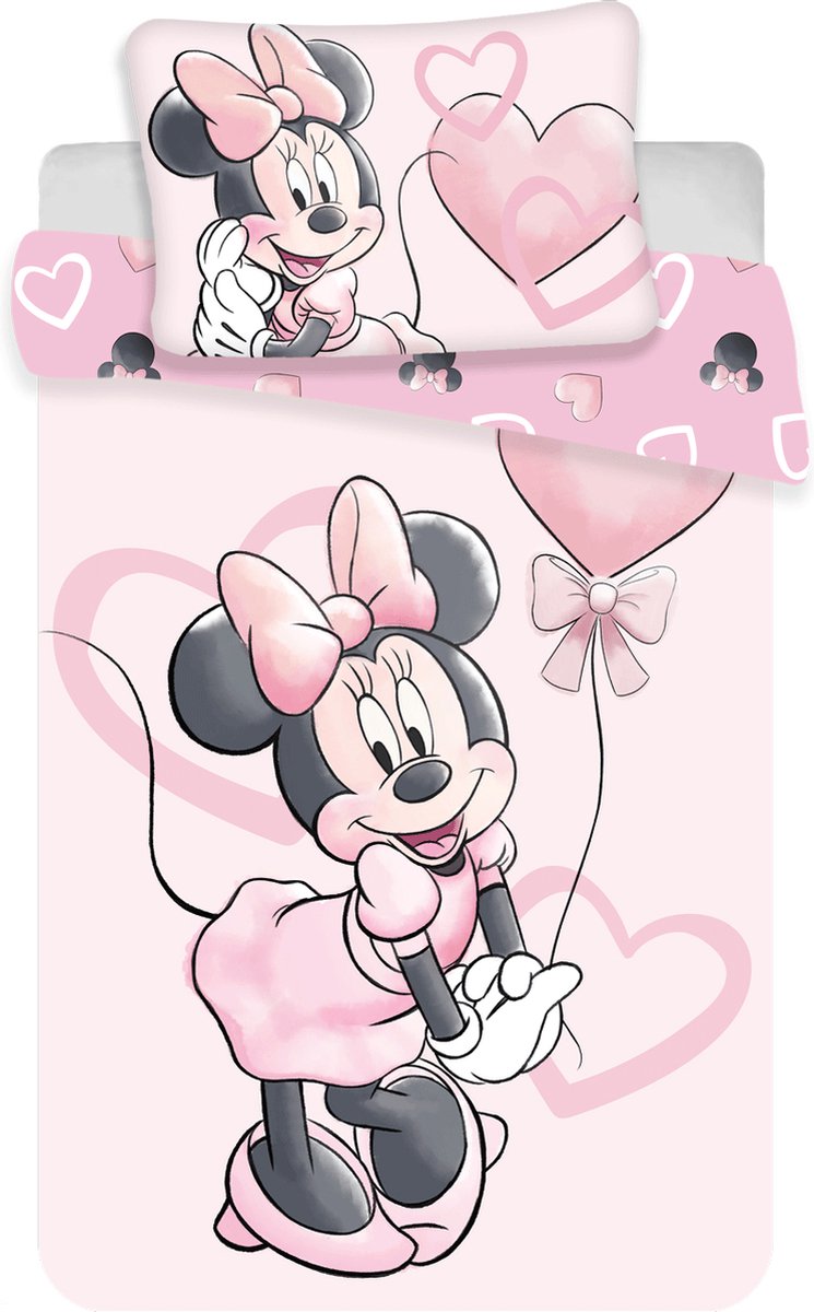 Disney Minnie Mouse peuterdekbedovertrek Pink Heart - 100 x 135 cm - Katoen