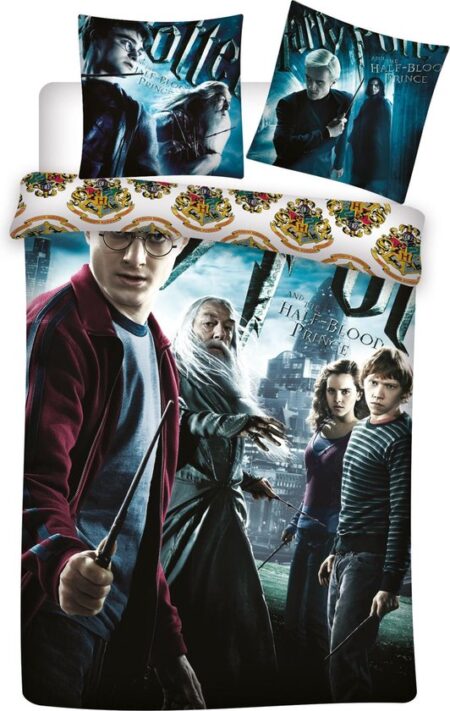 Harry Potter dekbedovertrek met Perkamentus, Ron en Hermelien 140 x 200 cm