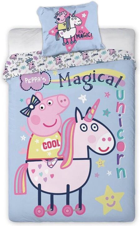 Peppa Pig dekbedovertrek Magical Unicorn - eenpersoons - Peppa Big dekbed