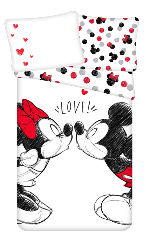 Disney Mickey & Minnie Mouse Dekbedovertrek love - Eenpersoons - 140 x 200 cm - Katoen