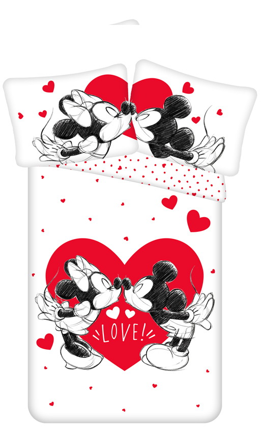 Disney Mickey & Minnie Mouse Dekbedovertrek love hearts - Eenpersoons - 140 x 200 cm - Katoen