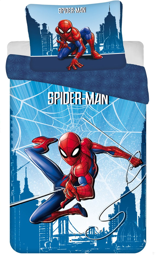 SpiderMan Dekbedovertrek, Web - Eenpersoons - 140 x 200 cm - Katoen