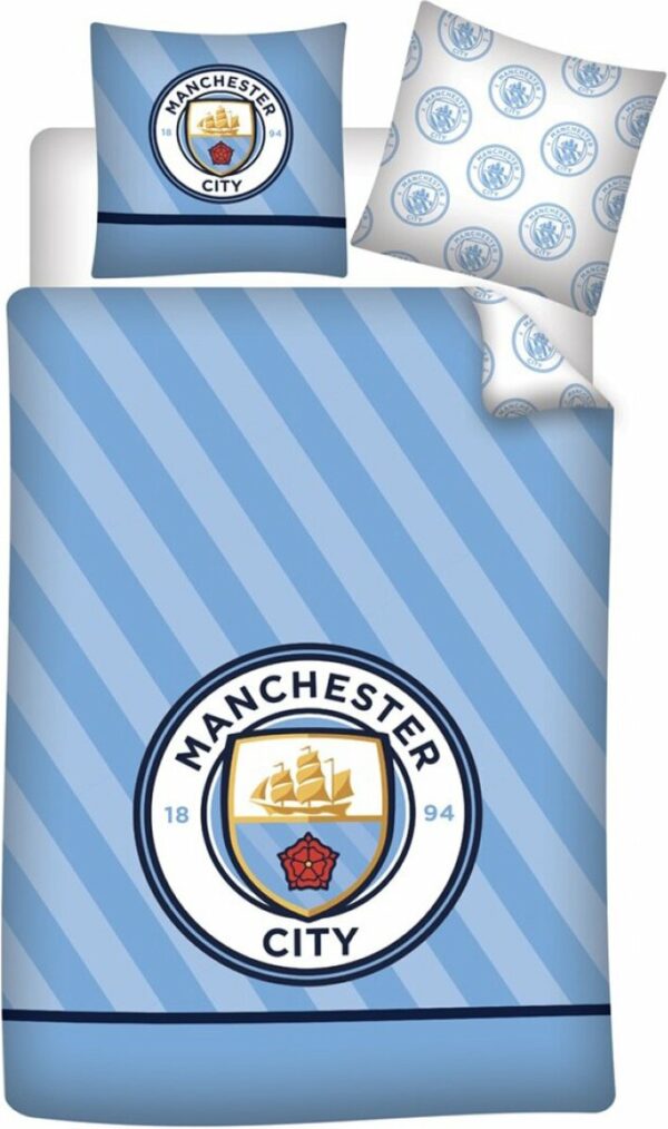 Manchester City Dekbedovertrek Stripes - Eenpersoons - 140 x 200 cm - Katoen