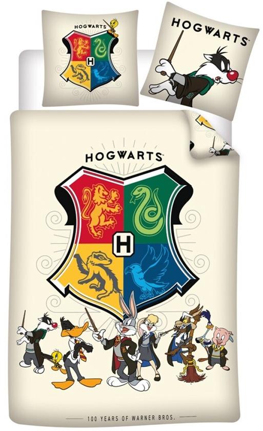 Looney Toones Dekbedovertrek Hogwarts logo 140 x 200 cm