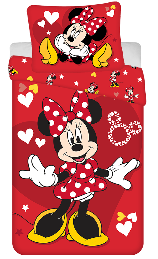 Disney Minnie Mouse Dekbedovertrek hearts - 140 x 200 cm - Katoen rood