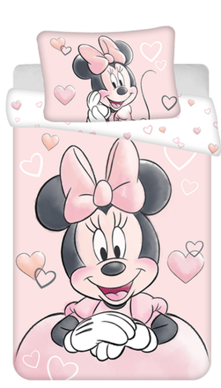 Disney Minnie Mouse peuterdekbedovertrek Hearts - 100 x 135 cm - Katoen - roze