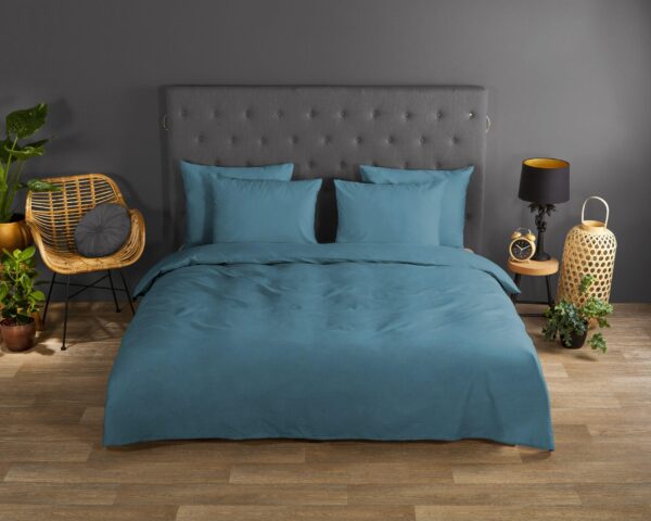Good Morning Katoenen dekbedovertrek  "uni Adria Blue" - Blauw
