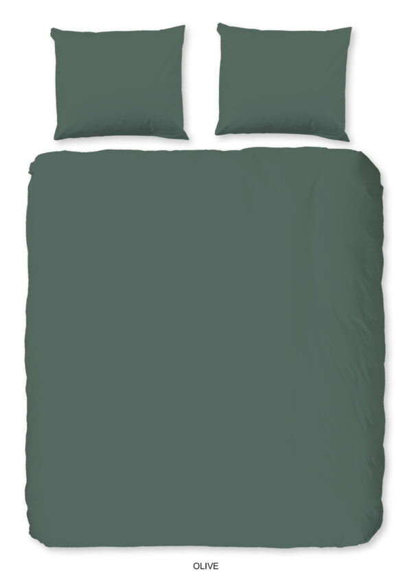 Good Morning dekbedovertrek Uni Olive Green