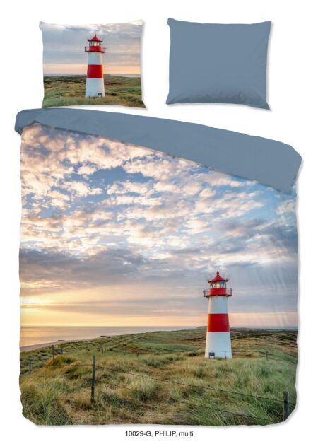 Good Morning Dekbedovertrek "vuurtoren in de duinen" - Multi - (200x200/220 cm) - Katoen