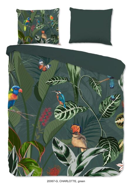 Good Morning Dekbedovertrek "vogels en bladeren" - Groen - (200x200/220 cm) - Katoen