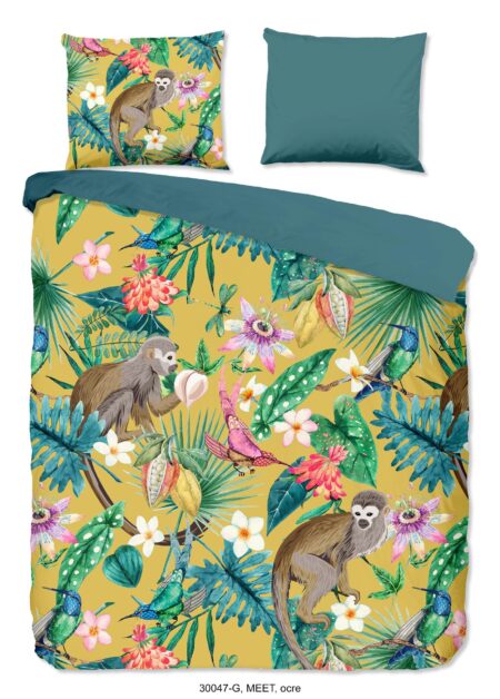 Good Morning Dekbedovertrek "jungle print" - Oker - (240x200/220 cm) - Katoen