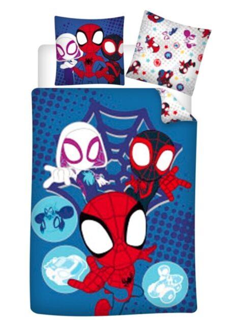 SpiderMan Dekbedovertrek Cartoon spiderman, morales and glenn 140 x 200 cm - 70 x 90 cm - katoen