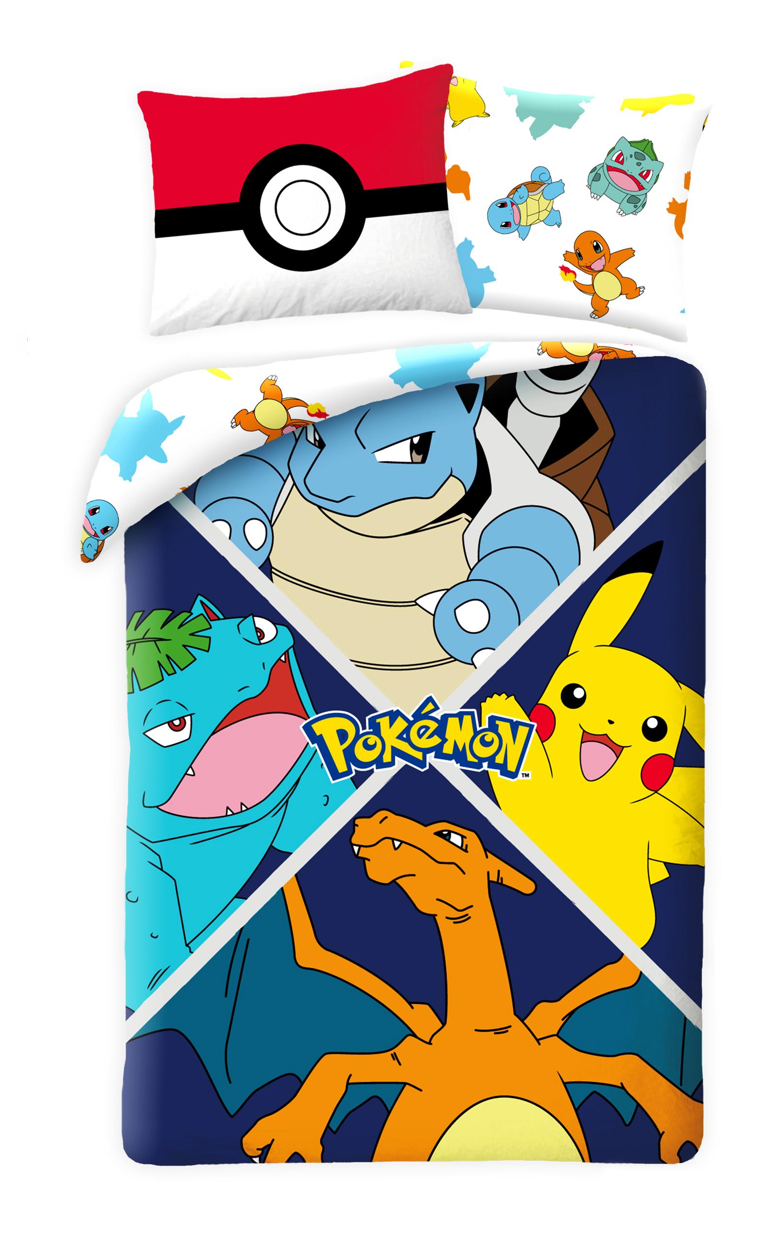 Pokémon Dekbedovertrek Charizard, Venusaur, Blastoise & Pikachu 140 x 200 cm (70 x 90 cm)