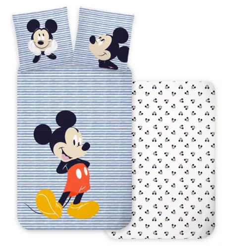 Mickey Mouse peuterdekbedovertrek - Stripes - 100 x 135 cm - Katoen