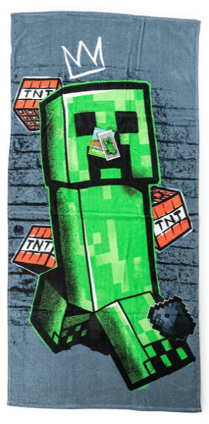 minecraft creeper strandlaken grijs 70x140cm