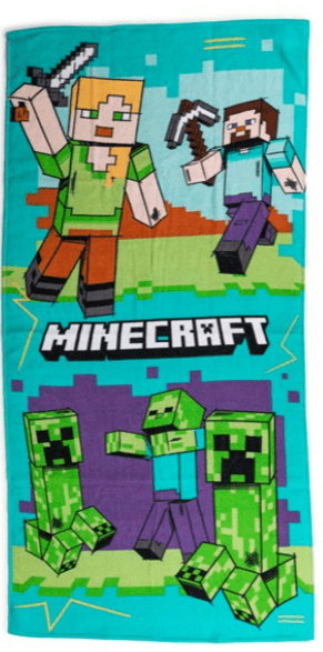 Minecraft strandlaken lichtblauw 70x140 cm