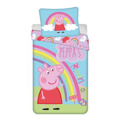 Peppa Pig dekbedovertrek Regenboog 140 x 200 cm - 70 x 90 cm - katoen