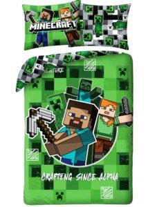 Minecraft Crafting Since Alpha Dekbedovertrek Blauw - 140 x 200 cm - 70 x 90 cm