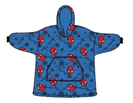 SpiderMan Hoodie Fleece deken Blauw, 7 - 14 jaar