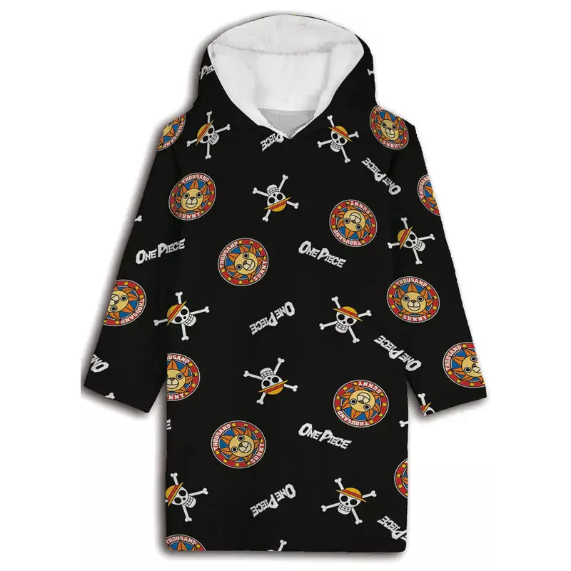 One Piece Hoodie Fleece deken Zwart, 7 - 14 jaar