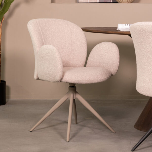 LABEL51 Eetkamerstoel Kimball - Naturel - Boucle - Taupe Frame