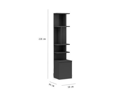 Boekenkast 50 cm voor bij opklapbed 228 cm hoog - Antraciet