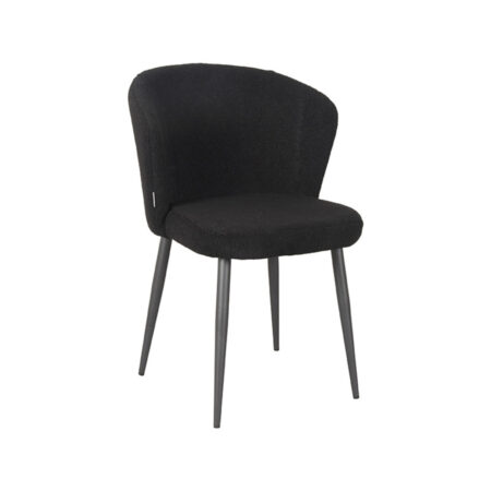 LABEL51 Eetkamerstoel Whirl - Zwart - Teddy - Black Frame
