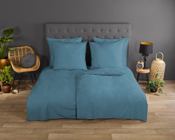 Good Morning Katoenen dekbedovertrek  "Uni Adria blue" - Blauw