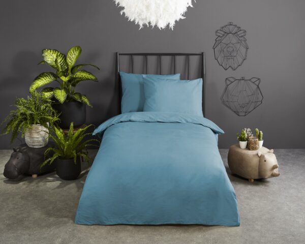 Good Morning Katoenen ledikant babydekbedovertrek  "" - Blauw