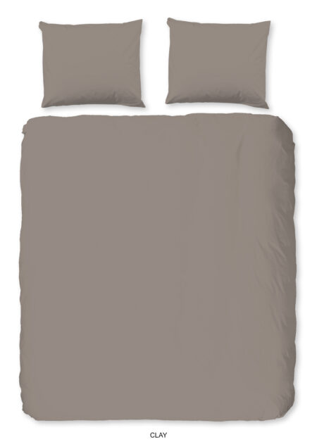 HIP Dekbedovertrek "uni dessin" - Taupe - (240x200/220 cm) - Katoen Satijn