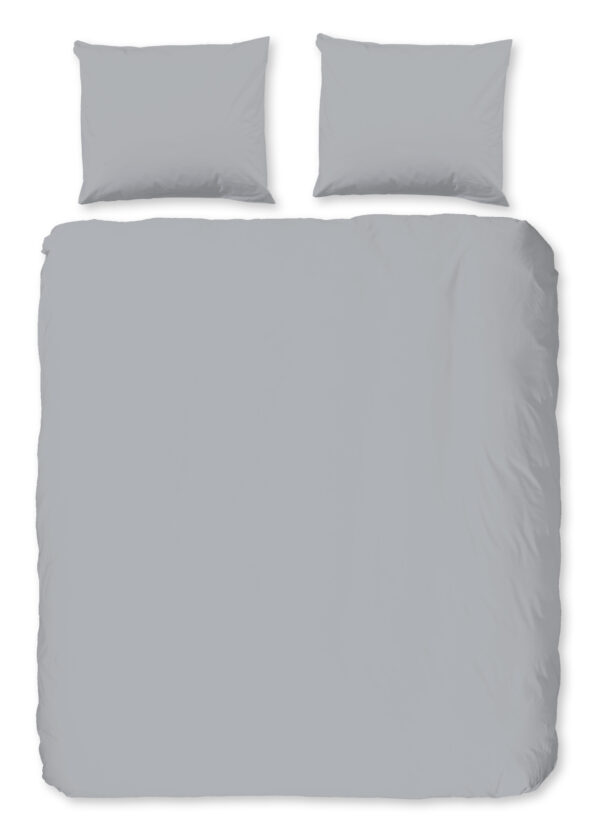 Good Morning Dekbedovertrek "uni dessin" - Zilver - (200x200/220 cm) - Katoen Flanel