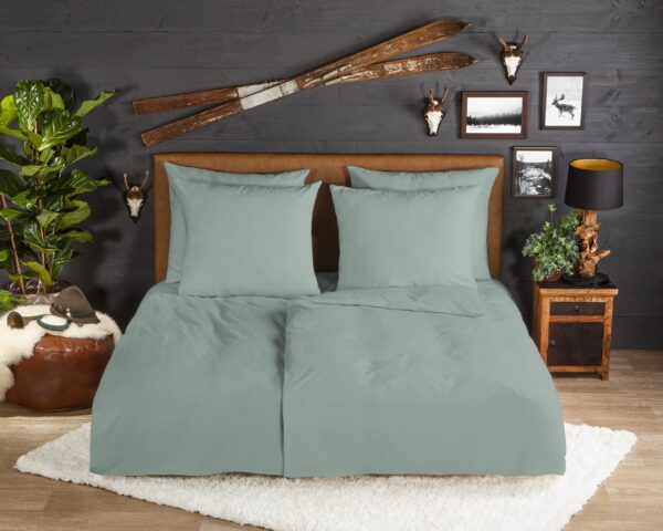 Good Morning Flanellen dekbedovertrek  "flanel uni sage" - Groen