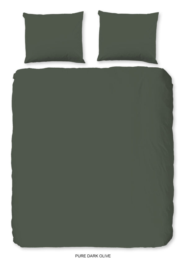 Pure Dekbedovertrek "uni dessin" - Groen - (200x200/220 cm) - Microfiber