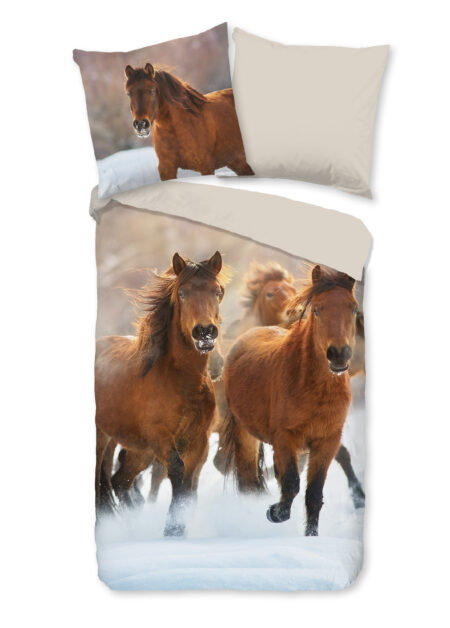 Good Morning Kinderdekbedovertrek "paarden" - Multi - (135x200 cm) - Katoen Flanel