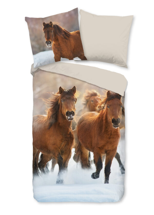 Good Morning Kinderdekbedovertrek "paarden" - Multi - (135x200 cm) - Katoen Flanel