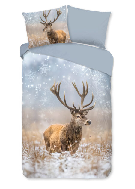 Good Morning Dekbedovertrek "rendier" - Multi - (140x200/220 cm) - Katoen Flanel