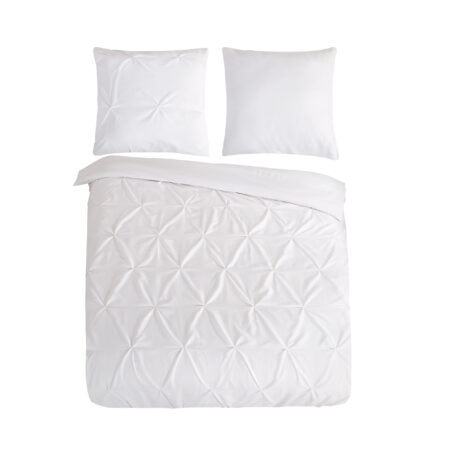 Pure Dekbedovertrek "luxe stiksel plooien" - Wit - (200x200/220 cm) - Microfiber